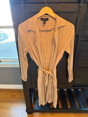 Forever 21 Mauve Tie-Waist Longline Cardigan